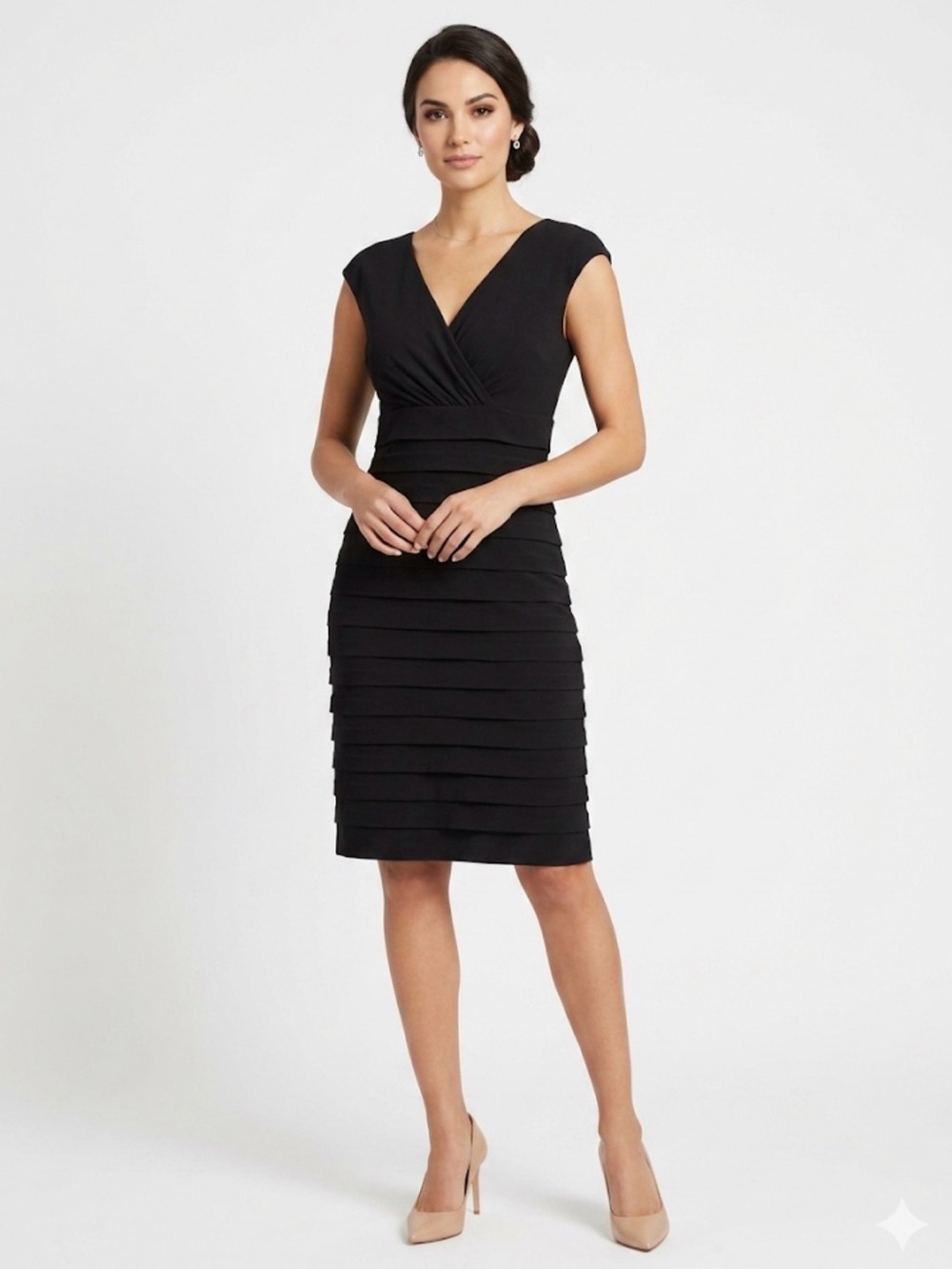 American Living Black V-Neck Sheath Mini Dress